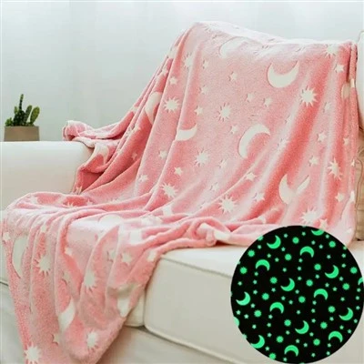 100% Polyester Flannel Glow in The Dark Throw Blanket
