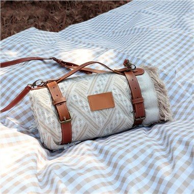 Blue Fringe picnic blanket