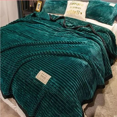 Solid Strip Flannel Blanket