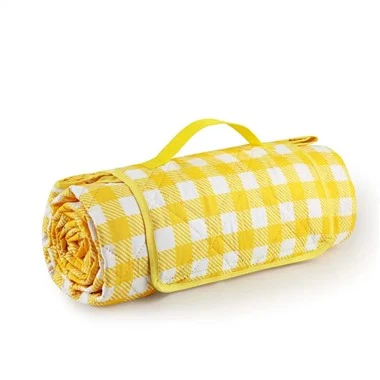 100%polyester yellow checkered picnic blanket