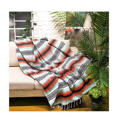 Cotton Mexican Blanket With Tassel