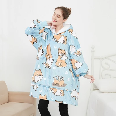 Double Flannel Sherpa Hoodie Blanket