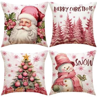 Embroidery Christmas Velvet Pillow Cover