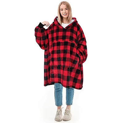 Plaid Hoodie Blanket